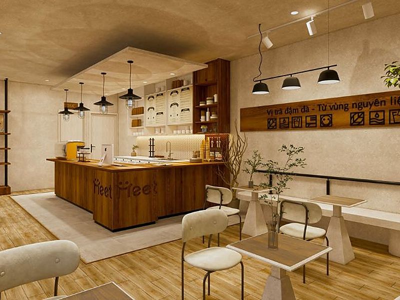 Thiết Kế Quán Trà Sữa 50m2: Bố Trí Không Gian Chuẩn, Tối Ưu Vận Hành