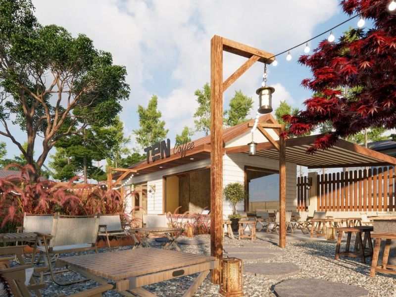 Cà Phê Sân Vườn Phong Cách Hiện Đại