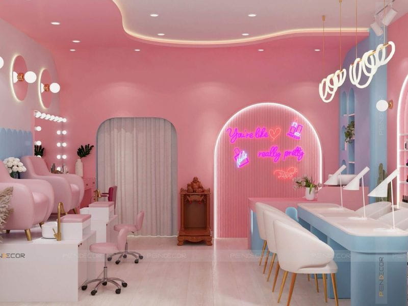 Mẫu Thiết Kế Tiệm Nail Nhỏ Xinh Phong Cách Hiện Đại