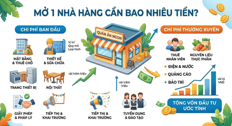 mở 1 nhà hàng cần bao nhiêu tiền