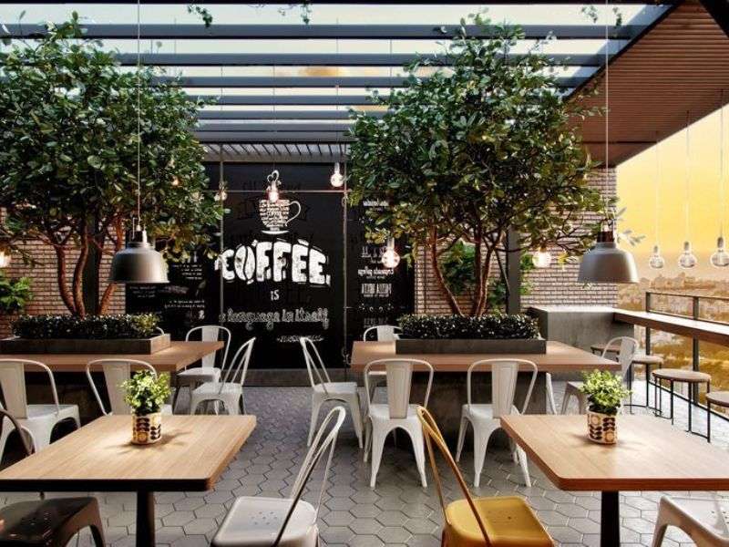 Mẫu Cafe Rooftop Phong Cách Tối Giản