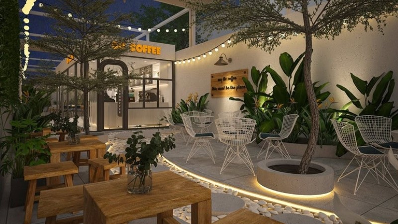 Trang trí quán trà sữa theo phong cách Tropical