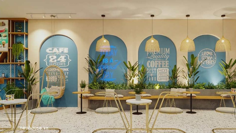 Trang trí quán trà sữa tận dụng ánh sáng tạo không khí