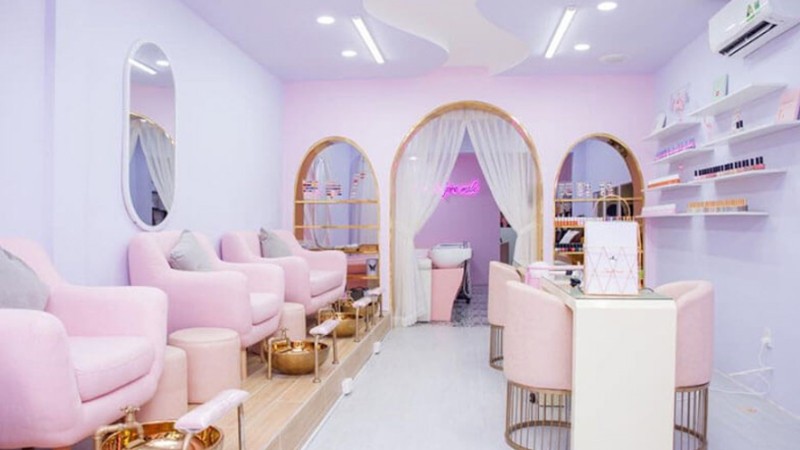 Trang trí tiệm nail phong cách Hàn Quốc
